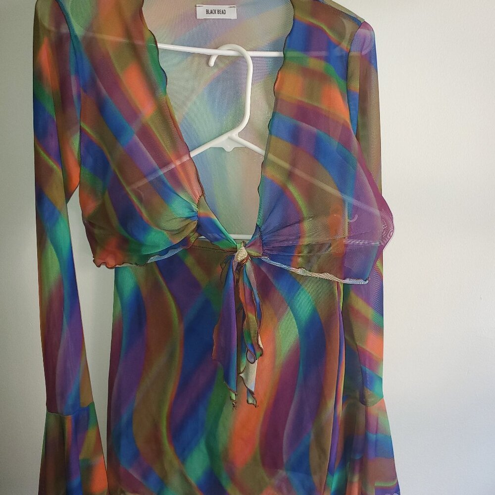 2pc rainbow colored skirt set